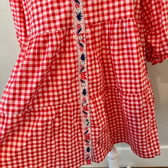 New Printfresh Rosalita Tiered Puff Sleeve Dress Garden Gingham Women's Size XL - Picture 4 of 11